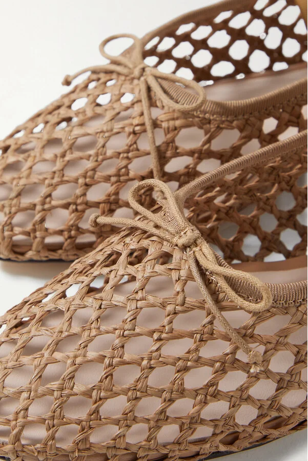 Loeffler Randall - Leonie Grosgrain-trimmed Raffia Mary Jane Ballet Flats - Brown - Image 4