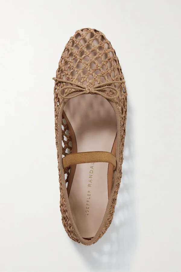 Loeffler Randall - Leonie Grosgrain-trimmed Raffia Mary Jane Ballet Flats - Brown - Image 5