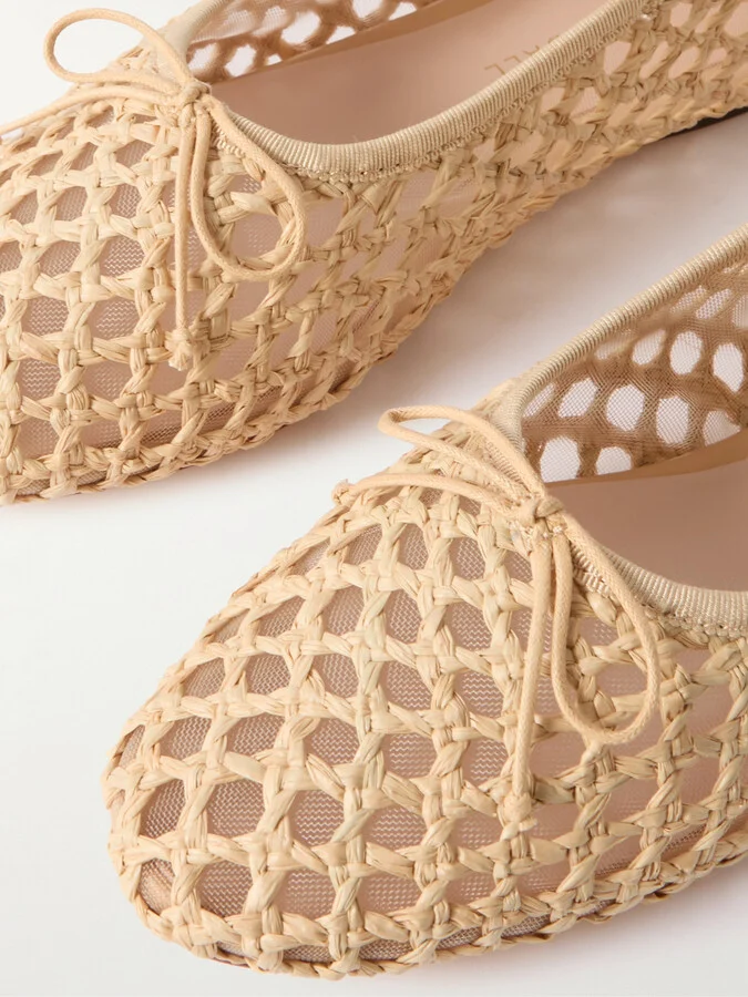 Loeffler Randall - Leonie Woven Raffia Ballet Flats - Neutrals - Image 4
