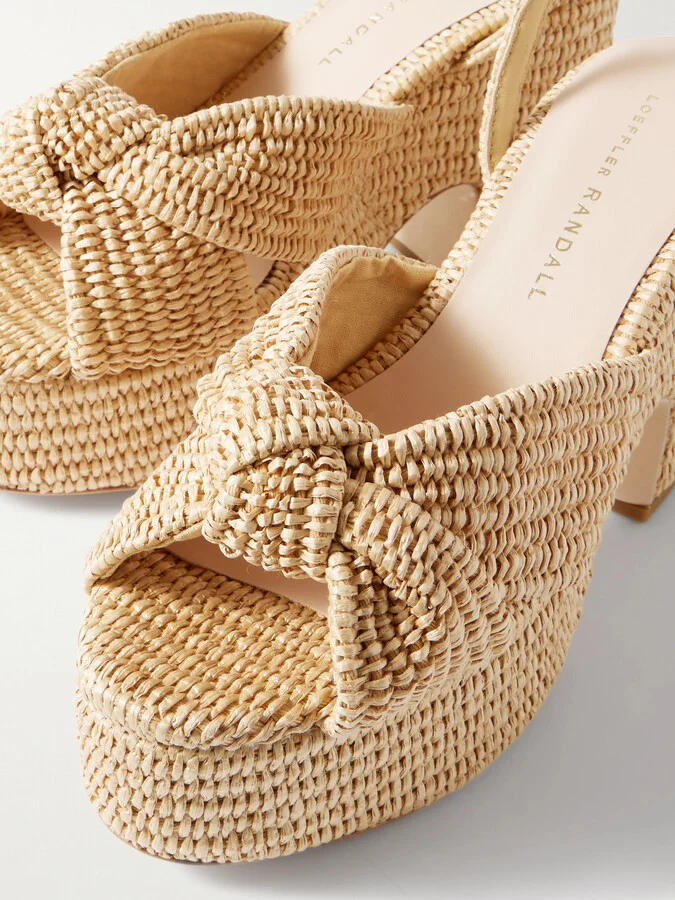 Loeffler Randall - Liza Raffia Platform Sandals - Neutrals - Image 4