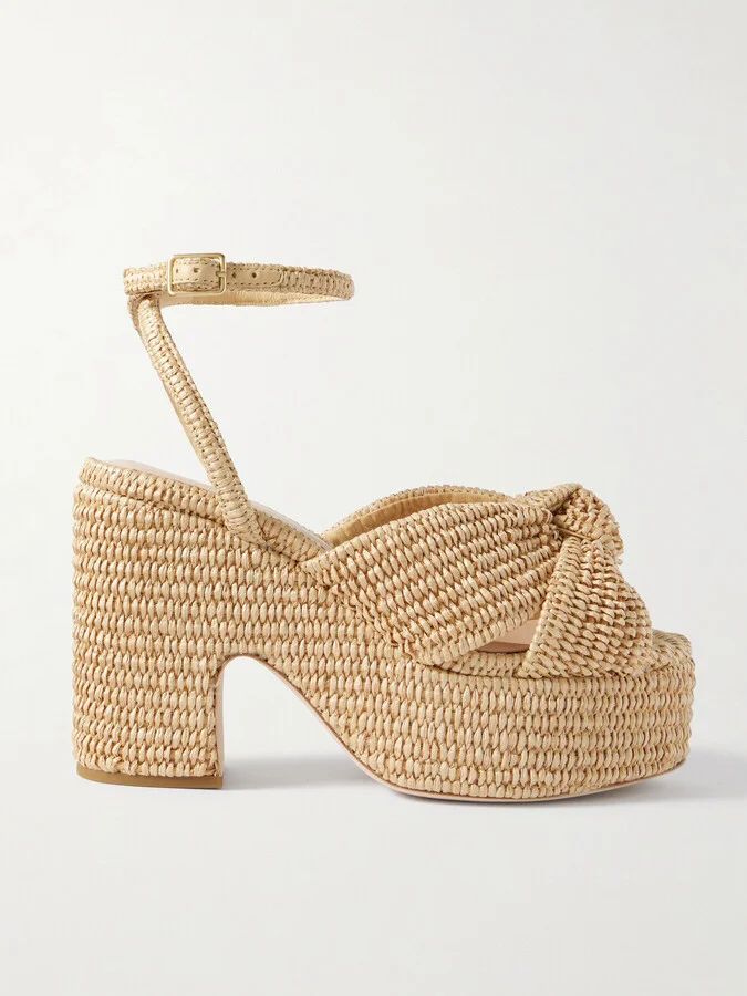 Loeffler Randall - Liza Raffia Platform Sandals - Neutrals