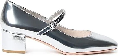 Loeffler Randall Lyra Mary Jane Pump High Women's Heels Silver : 6 B - Medium, Leather - Image 4