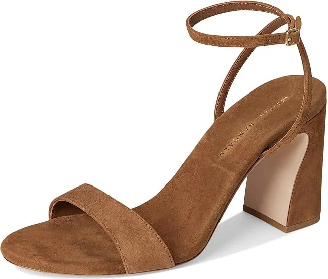 Loeffler Randall Malia Curved Heel Simple Sandals With Ankle Wrap Women's Wedge Shoes Cacao : 12 B - Medium, Leather - Image 5