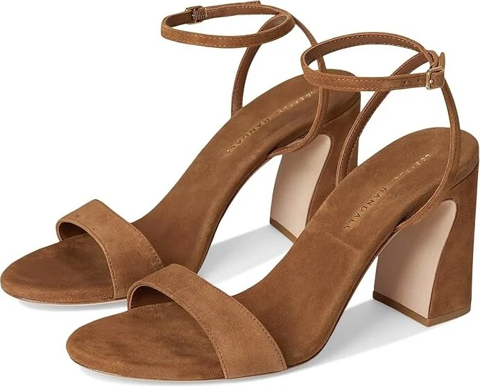Loeffler Randall Malia Curved Heel Simple Sandals With Ankle Wrap Women's Wedge Shoes Cacao : 12 B - Medium, Leather