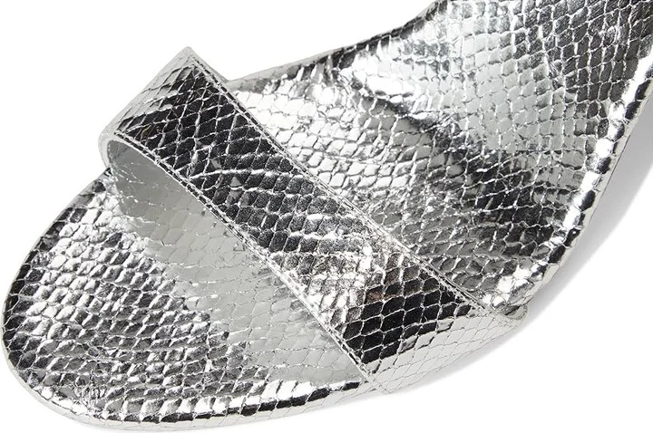 Loeffler Randall Malia Curved Heel Simple Sandals With Ankle Wrap Women's Wedge Shoes Silver : 11 B - Medium, Leather - Image 2