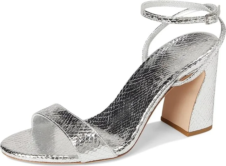 Loeffler Randall Malia Curved Heel Simple Sandals With Ankle Wrap Women's Wedge Shoes Silver : 11 B - Medium, Leather - Image 5