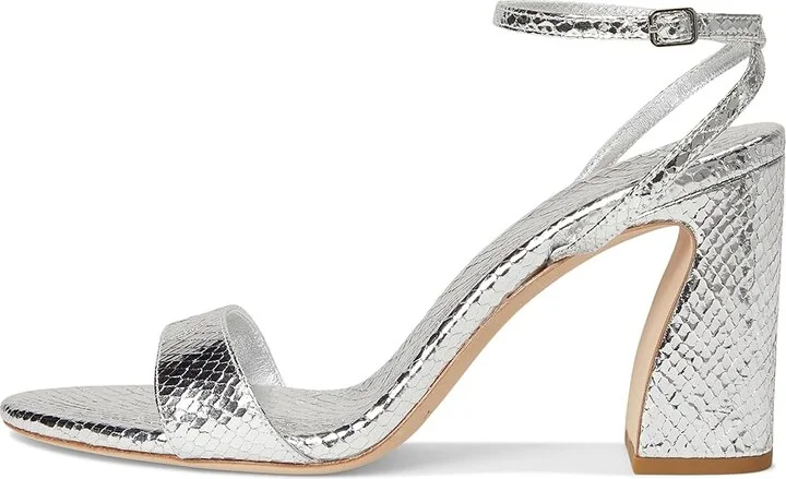 Loeffler Randall Malia Curved Heel Simple Sandals With Ankle Wrap Women's Wedge Shoes Silver : 11 B - Medium, Leather - Image 6