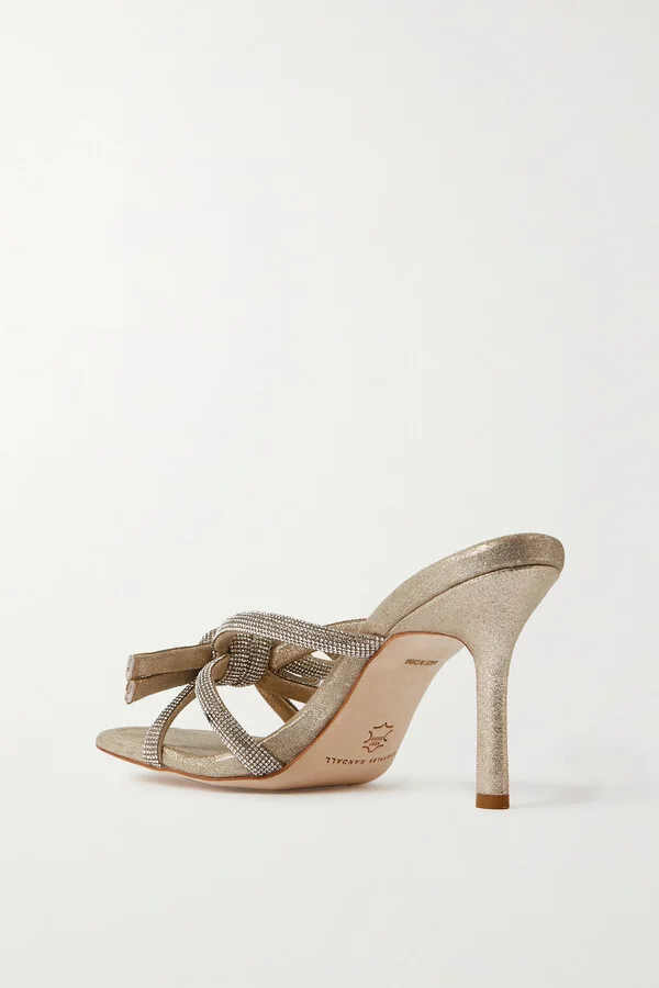 Loeffler Randall - Margi Crystal-embellished Metallic Suede Mules - Gold - Image 3
