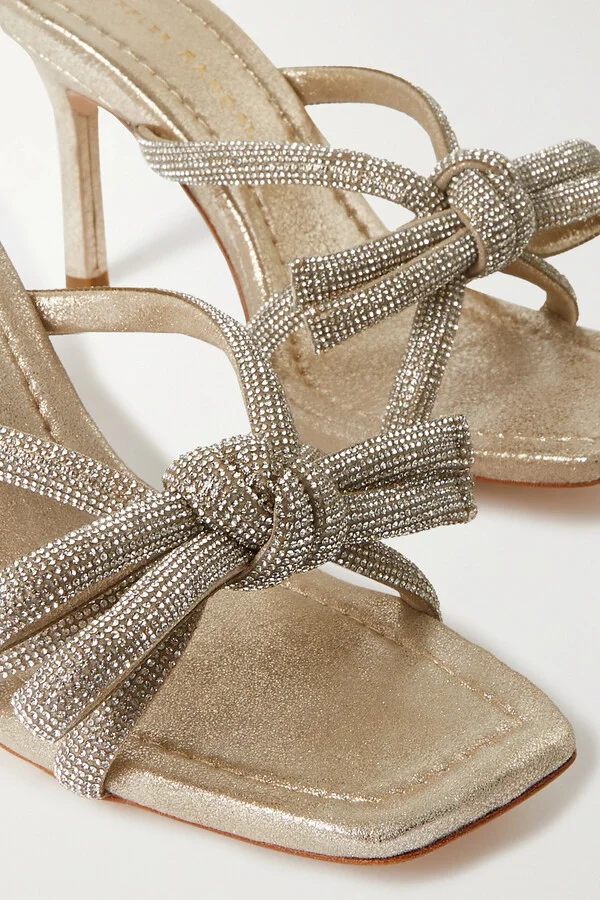 Loeffler Randall - Margi Crystal-embellished Metallic Suede Mules - Gold - Image 4