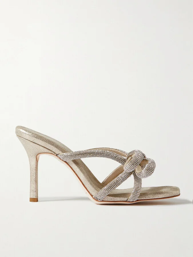 Loeffler Randall - Margi Crystal-embellished Metallic Suede Mules - Gold