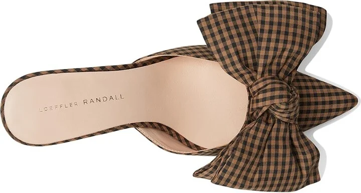Loeffler Randall Margot Bow Mule Women's Shoes Brown/Black Check : 8.5 B - Medium, Leather - Image 2