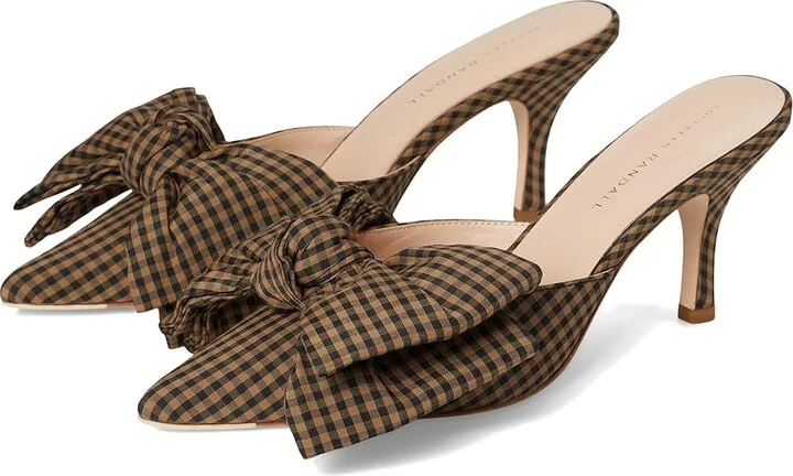 Loeffler Randall Margot Bow Mule Women's Shoes Brown/Black Check : 8.5 B - Medium, Leather