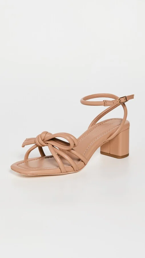 Loeffler Randall Mikel Leather Bow Mid-Heel Sandals - Image 2