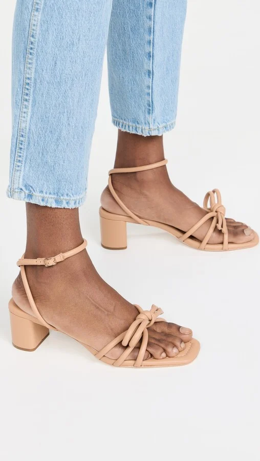 Loeffler Randall Mikel Leather Bow Mid-Heel Sandals - Image 3