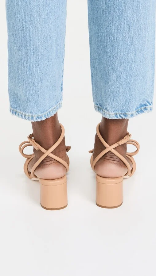 Loeffler Randall Mikel Leather Bow Mid-Heel Sandals - Image 4