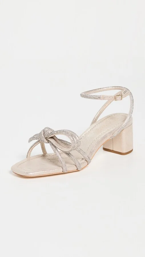 Loeffler Randall Mikel Leather Bow Mid-Heel Sandals - Image 2