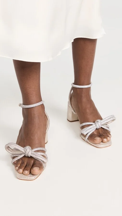Loeffler Randall Mikel Leather Bow Mid-Heel Sandals - Image 3