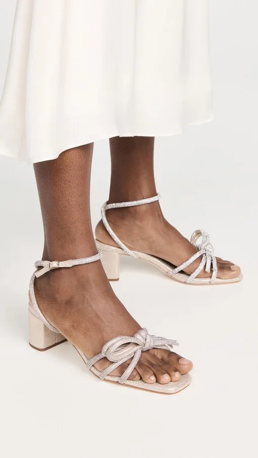 Loeffler Randall Mikel Leather Bow Mid-Heel Sandals - Image 5
