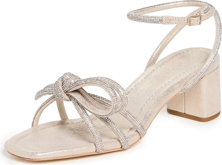 Loeffler Randall Mikel Leather Bow Mid-Heel Sandals