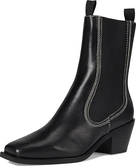 Loeffler Randall Nat Midheel Western Ankle Boot With Gore Women's Boots Black : 7.5 B - Medium, Leather - Image 5