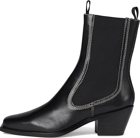 Loeffler Randall Nat Midheel Western Ankle Boot With Gore Women's Boots Black : 7.5 B - Medium, Leather - Image 6