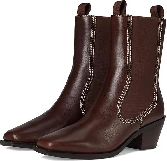 Loeffler Randall Nat Midheel Western Ankle Boot With Gore Women's Boots Espresso : 6 B - Medium, Leather