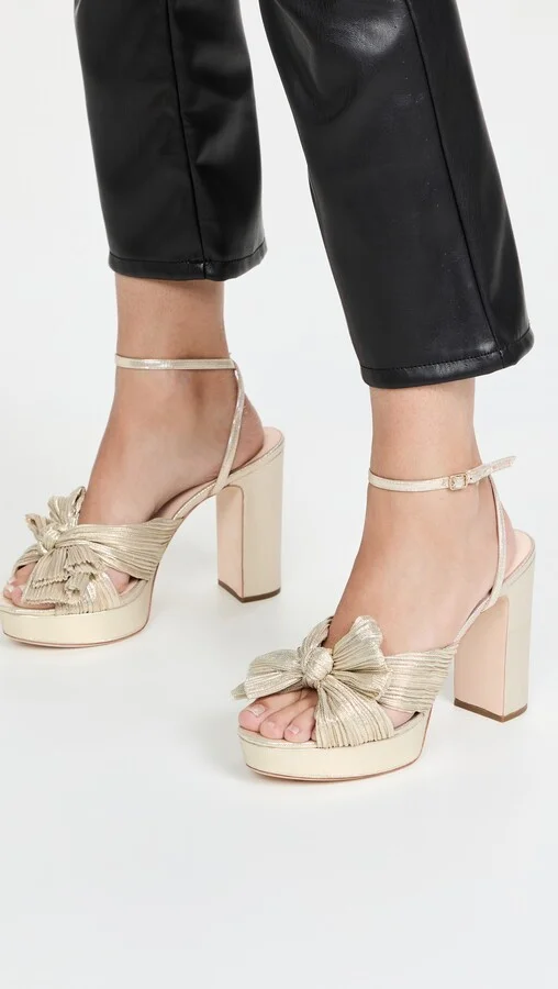 Loeffler Randall Natalia Platform Pleated Bow Heels - Image 2