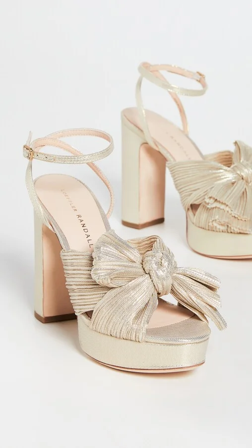 Loeffler Randall Natalia Platform Pleated Bow Heels - Image 5