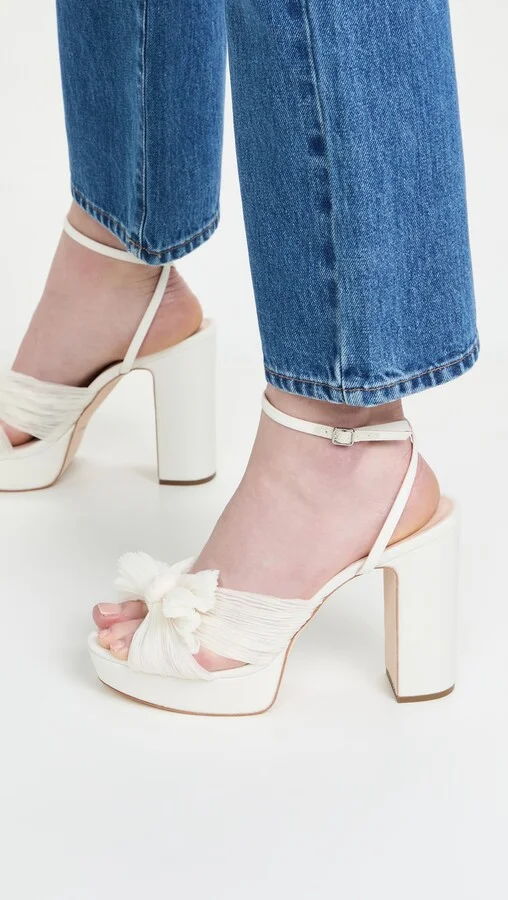 Loeffler Randall Natalia Platform Pleated Bow Sandals - Image 3