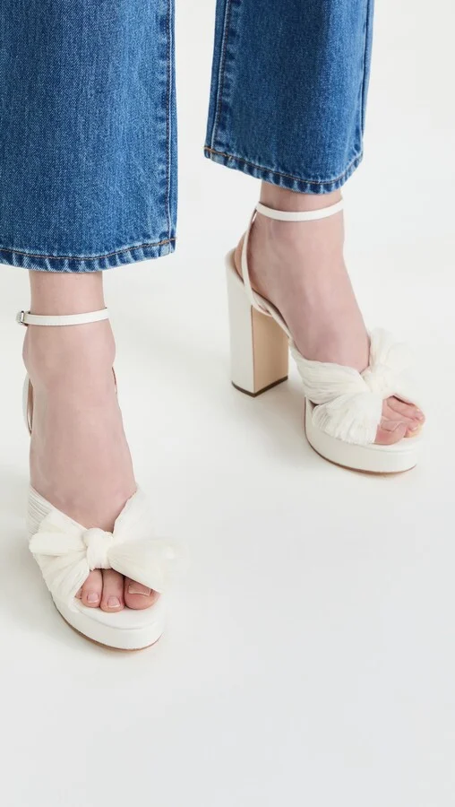 Loeffler Randall Natalia Platform Pleated Bow Sandals - Image 5