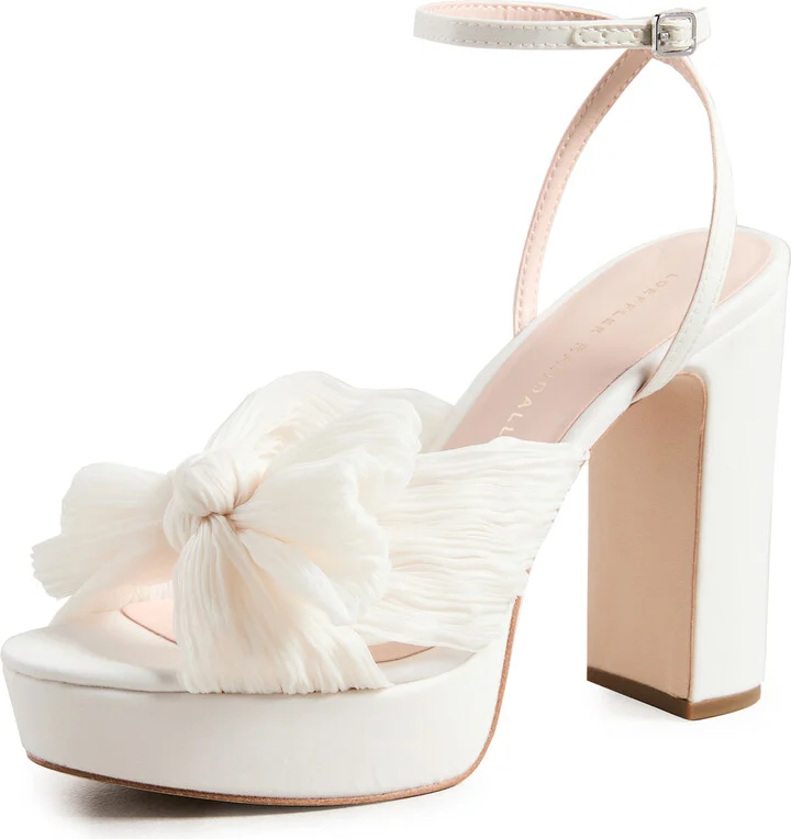 Loeffler Randall Natalia Platform Pleated Bow Sandals