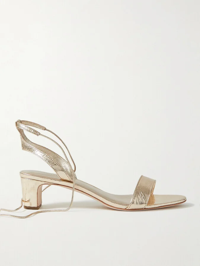 Loeffler Randall - + Net Sustain Jackie Metallic Crinkled-leather Sandals - Gold