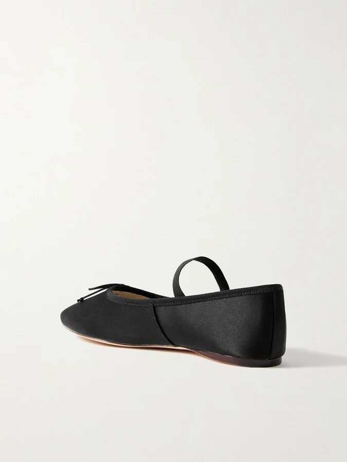 Loeffler Randall - + Net Sustain Leonie Grosgrain-trimmed Satin Ballet Flats - Black - Image 3