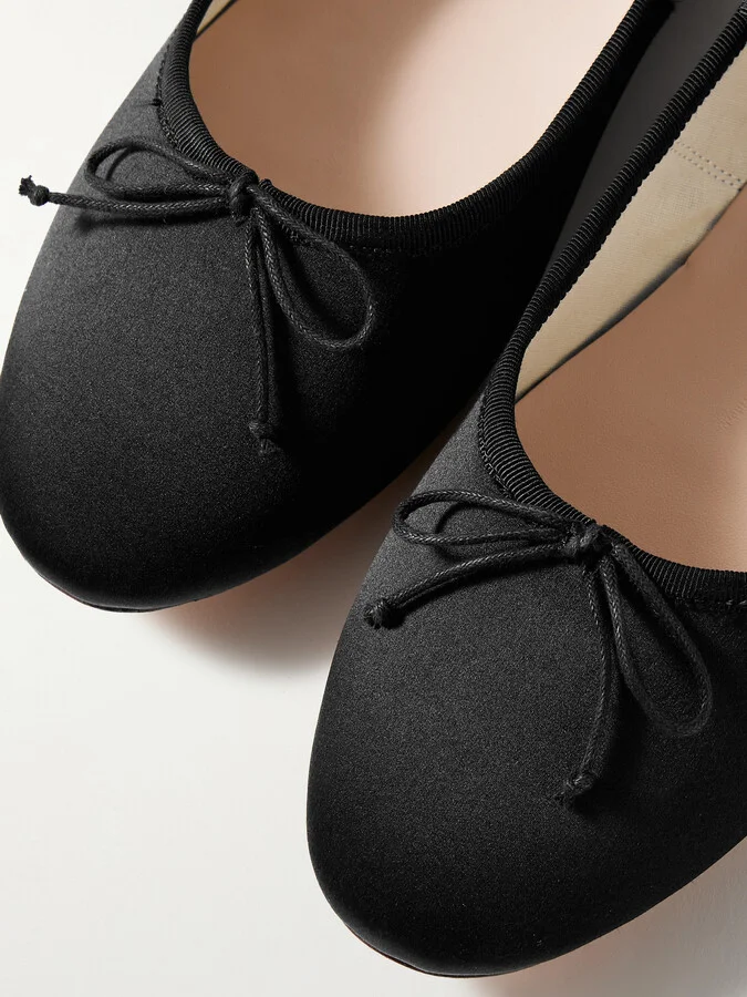 Loeffler Randall - + Net Sustain Leonie Grosgrain-trimmed Satin Ballet Flats - Black - Image 4