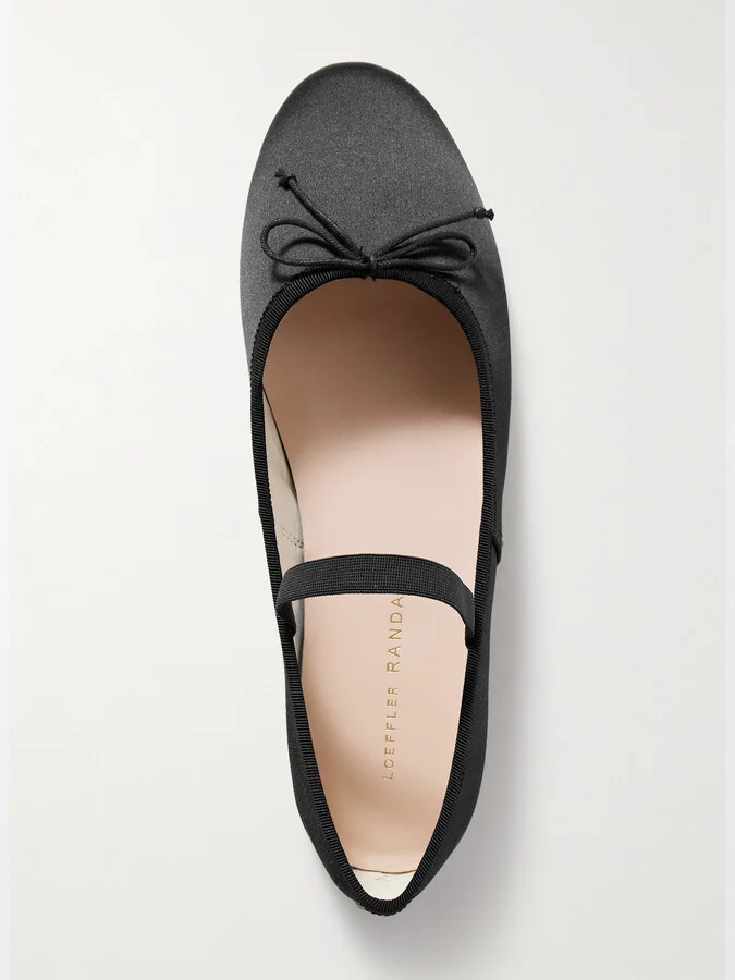 Loeffler Randall - + Net Sustain Leonie Grosgrain-trimmed Satin Ballet Flats - Black - Image 5