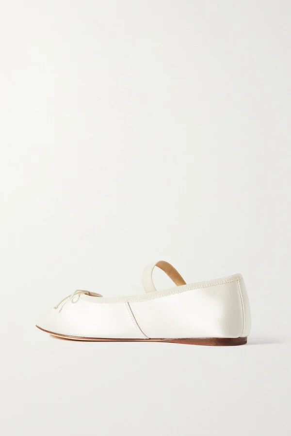 Loeffler Randall - + Net Sustain Leonie Grosgrain-trimmed Satin Ballet Flats - Ivory - Image 3