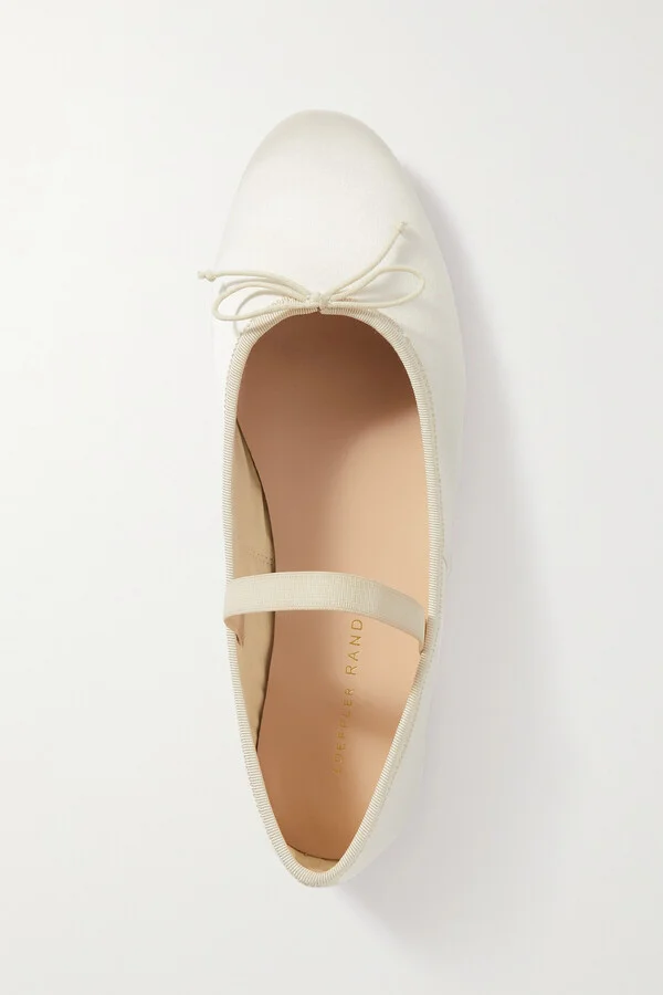 Loeffler Randall - + Net Sustain Leonie Grosgrain-trimmed Satin Ballet Flats - Ivory - Image 5