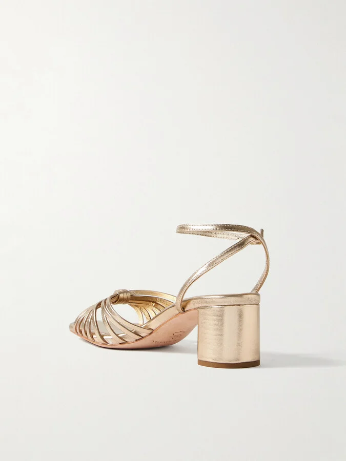 Loeffler Randall - + Net Sustain Olivia Knotted Metallic Leather Sandals - Gold - Image 3