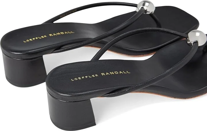 Loeffler Randall Odessa Heeled Mules w/ Hardware Women's Dress Sandals Black : 10 B - Medium, Leather - Image 7