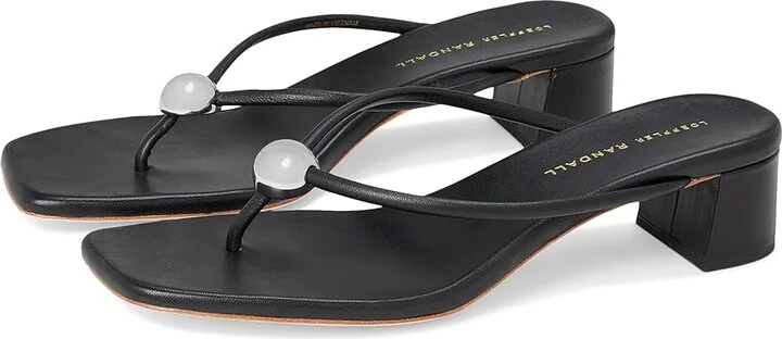 Loeffler Randall Odessa Heeled Mules w/ Hardware Women's Dress Sandals Black : 10 B - Medium, Leather