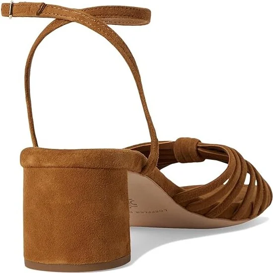 Loeffler Randall Olivia Knot Mid Heel Sandals Women's Wedge Shoes Cacao : 5.5 B - Medium, Leather - Image 4