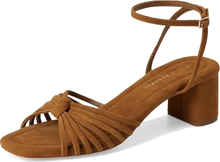 Loeffler Randall Olivia Knot Mid Heel Sandals Women's Wedge Shoes Cacao : 5.5 B - Medium, Leather - Image 5