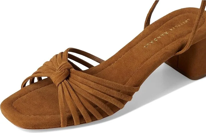 Loeffler Randall Olivia Knot Mid Heel Sandals Women's Wedge Shoes Cacao : 5.5 B - Medium, Leather - Image 7