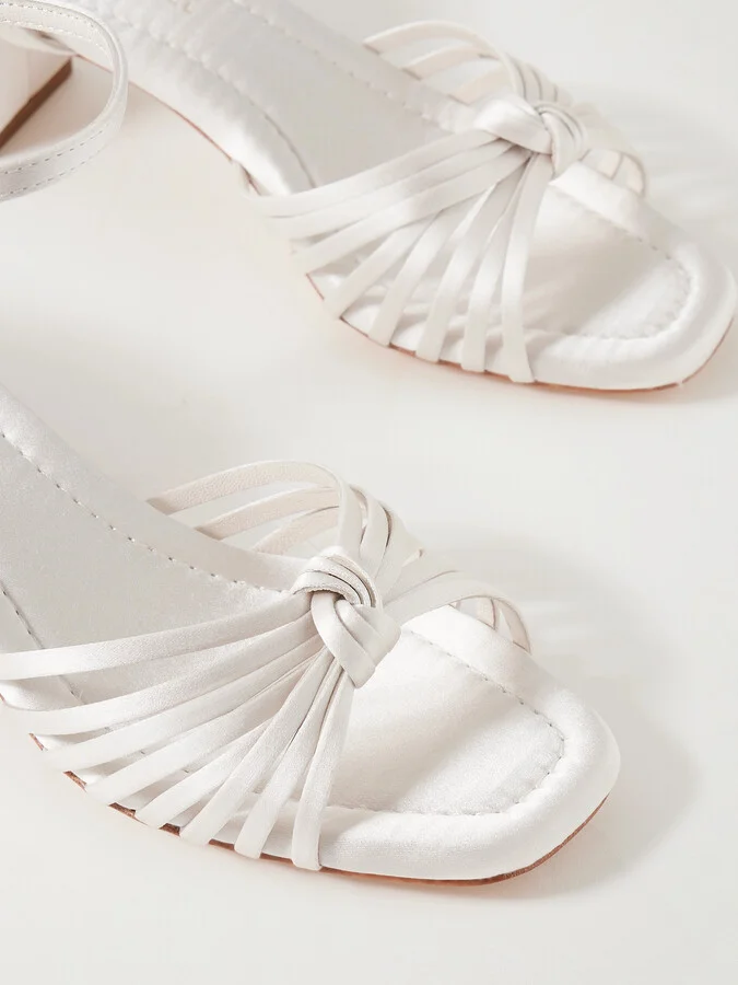 Loeffler Randall - Olivia Knotted Satin Sandals - Ivory - Image 4