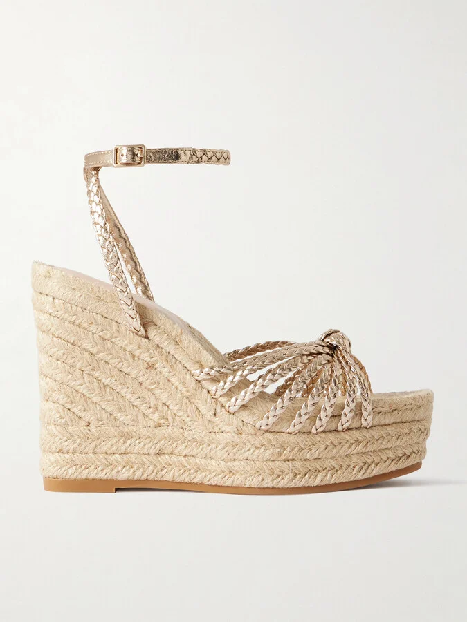 Loeffler Randall - Pamela Mignon Metallic Leather Platform Wedge Sandals - Gold
