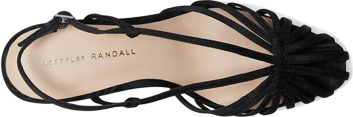 Loeffler Randall Priscilla Lattice Slingback Mid Heel Sandals Women's Wedge Shoes Black : 5.5 B - Medium, Leather - Image 2