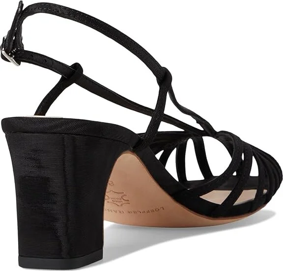 Loeffler Randall Priscilla Lattice Slingback Mid Heel Sandals Women's Wedge Shoes Black : 5.5 B - Medium, Leather - Image 4