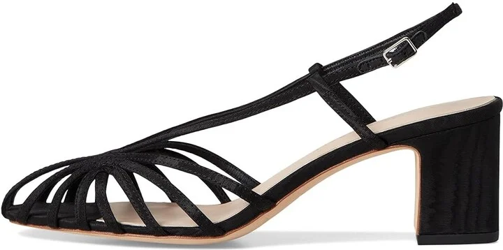 Loeffler Randall Priscilla Lattice Slingback Mid Heel Sandals Women's Wedge Shoes Black : 5.5 B - Medium, Leather - Image 6