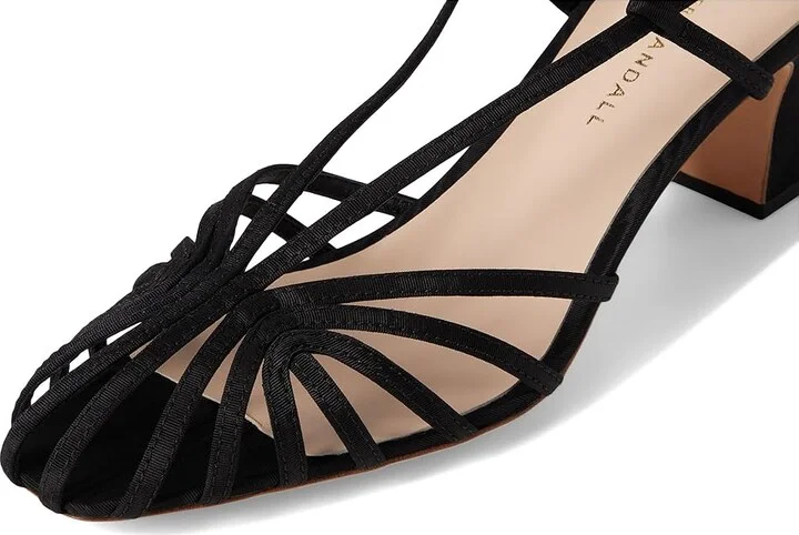 Loeffler Randall Priscilla Lattice Slingback Mid Heel Sandals Women's Wedge Shoes Black : 5.5 B - Medium, Leather - Image 7