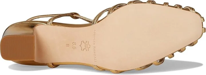 Loeffler Randall Priscilla Lattice Slingback Mid Heel Sandals Women's Wedge Shoes Gold : 6 B - Medium, Leather - Image 3